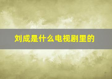 刘成是什么电视剧里的