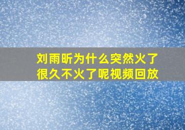 刘雨昕为什么突然火了很久不火了呢视频回放