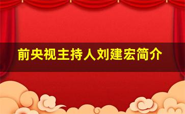 前央视主持人刘建宏简介