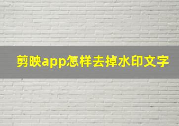 剪映app怎样去掉水印文字