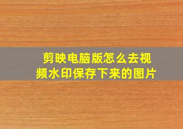 剪映电脑版怎么去视频水印保存下来的图片