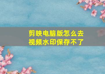 剪映电脑版怎么去视频水印保存不了