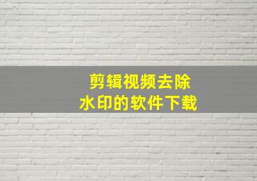 剪辑视频去除水印的软件下载