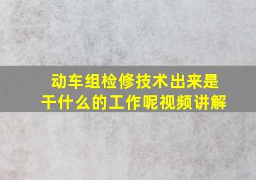 动车组检修技术出来是干什么的工作呢视频讲解