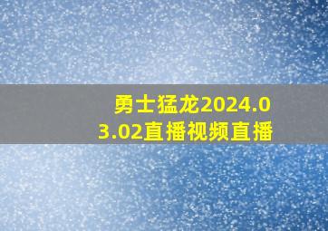 勇士猛龙2024.03.02直播视频直播