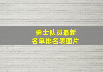 勇士队员最新名单排名表图片