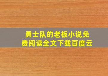 勇士队的老板小说免费阅读全文下载百度云