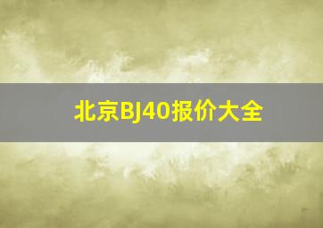 北京BJ40报价大全