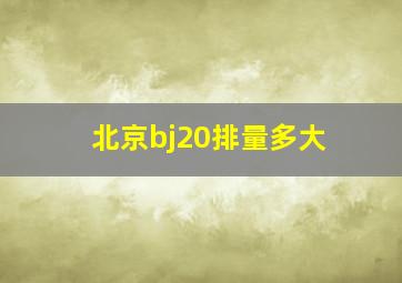 北京bj20排量多大