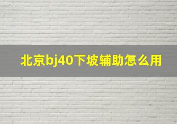 北京bj40下坡辅助怎么用