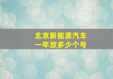 北京新能源汽车一年放多少个号