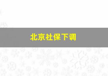 北京社保下调