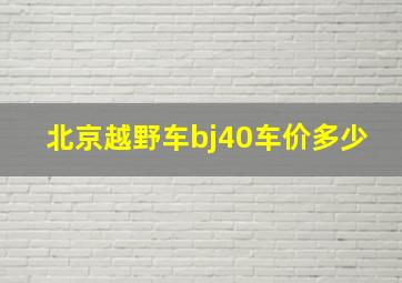 北京越野车bj40车价多少