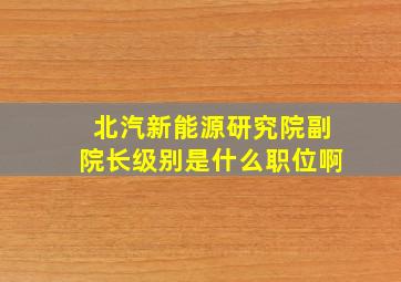 北汽新能源研究院副院长级别是什么职位啊