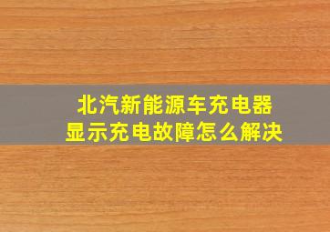 北汽新能源车充电器显示充电故障怎么解决