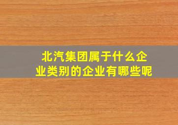 北汽集团属于什么企业类别的企业有哪些呢