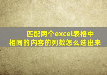 匹配两个excel表格中相同的内容的列数怎么选出来