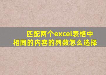 匹配两个excel表格中相同的内容的列数怎么选择