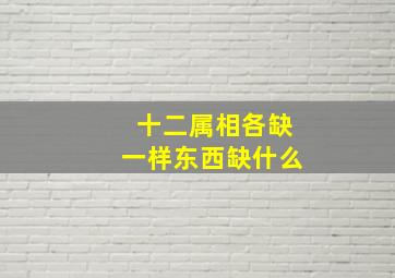 十二属相各缺一样东西缺什么