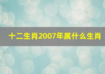 十二生肖2007年属什么生肖