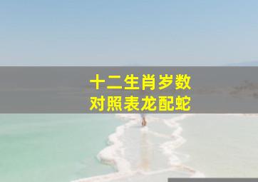 十二生肖岁数对照表龙配蛇