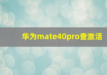 华为mate40pro查激活