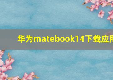 华为matebook14下载应用