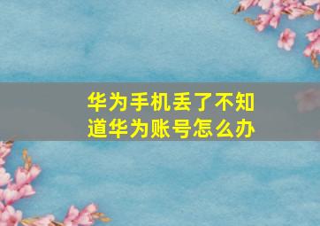 华为手机丢了不知道华为账号怎么办