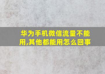 华为手机微信流量不能用,其他都能用怎么回事