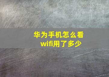 华为手机怎么看wifi用了多少