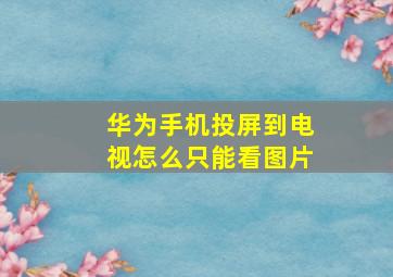 华为手机投屏到电视怎么只能看图片