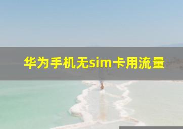 华为手机无sim卡用流量