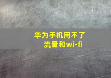 华为手机用不了流量和wi-fi