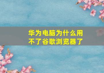 华为电脑为什么用不了谷歌浏览器了