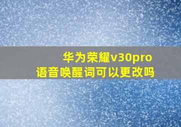 华为荣耀v30pro语音唤醒词可以更改吗