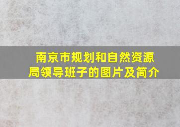 南京市规划和自然资源局领导班子的图片及简介