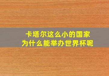 卡塔尔这么小的国家为什么能举办世界杯呢