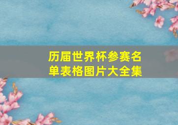 历届世界杯参赛名单表格图片大全集