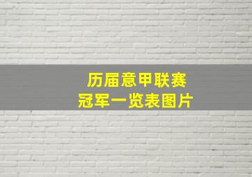 历届意甲联赛冠军一览表图片