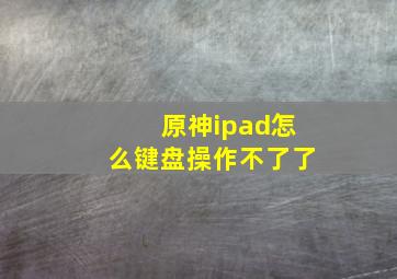 原神ipad怎么键盘操作不了了