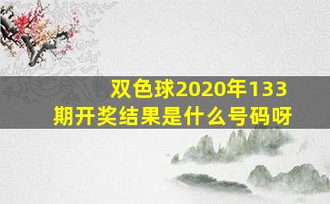 双色球2020年133期开奖结果是什么号码呀