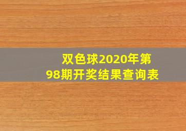 双色球2020年第98期开奖结果查询表