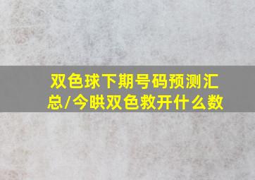 双色球下期号码预测汇总/今晎双色救开什么数