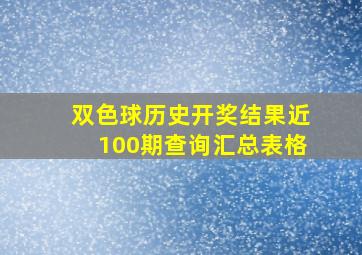 双色球历史开奖结果近100期查询汇总表格