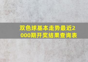 双色球基本走势最近2000期开奖结果查询表