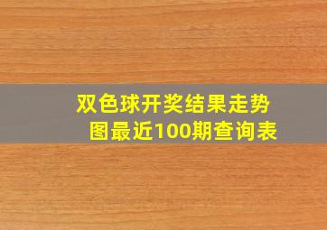 双色球开奖结果走势图最近100期查询表