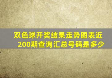 双色球开奖结果走势图表近200期查询汇总号码是多少