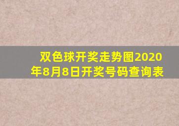 双色球开奖走势图2020年8月8日开奖号码查询表