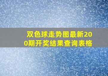 双色球走势图最新200期开奖结果查询表格