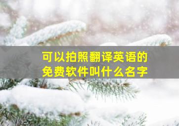 可以拍照翻译英语的免费软件叫什么名字